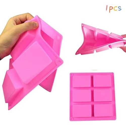 6 Cavity Plain Rectangle Soap Mold Silicone Craft DIY Making Homemade Cake Tool