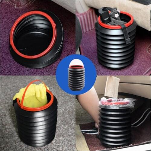 Car Folding Trash Organizer Umbrella Bucket In The Car Outdoor Fishing Bucket 4L Universal Storage Box Automotive Interior