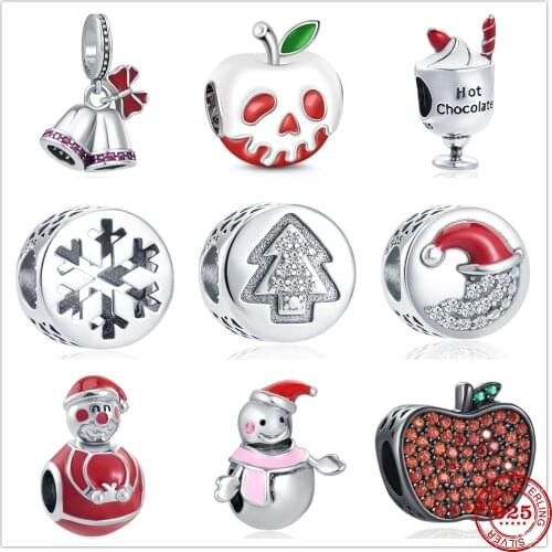 New 925 Sterling Silver Christmas Bell Snowman Flake Tree Hat Beads Fit Original Charms Pandora Bracelet Bead Jewelry making