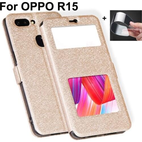Open window cover For OPPO R15 Case PU leather Cases For OPPO R15 R 15 case flip shell coque OPPOR15 back cover PACM00 fundas