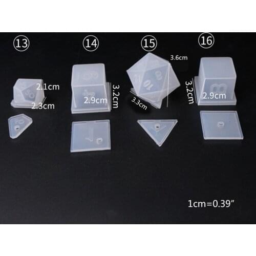 DIY Crystal Epoxy Mold Dice Fillet Shape Multi-spec Digital Game High Mirror Silicone Mould Making D5QD