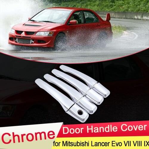 For Mitsubishi Lancer Evo 7 8 9 2002 2003 2004 2005 2006 2007 Chrome Door Handle Cover Trim Catch Car Cap Stickers Accessories