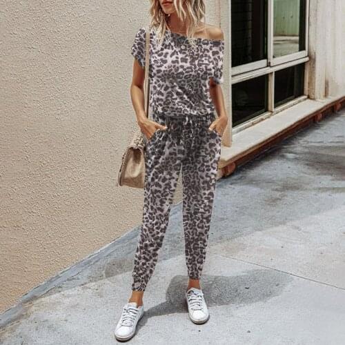 Camo Leopard Print Two Piece Set Womens tracksuit Basic Casual Short Sleeve Tracksuits For Women 2021 Summer Fashion Cloths