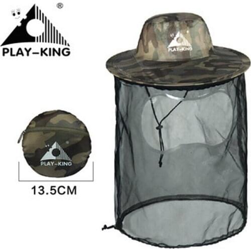 PLAYKING Insect Prevention Cap Outdoor Camouflage Mosquito Hat Sunshade Windproof Hat Bucket Hat Hiking Fishing Hats Folding