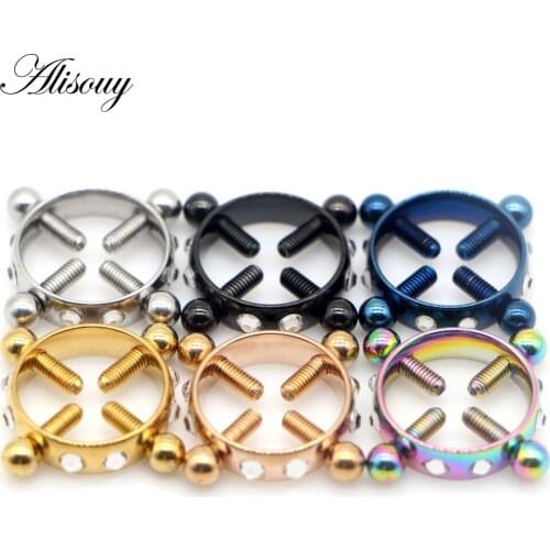 Alisouy 1PC Sexy Nipple Ring Piercing Bar Rings Jewelry Creative Punk Body Jewellery High Quality Crystal Round Rings Women