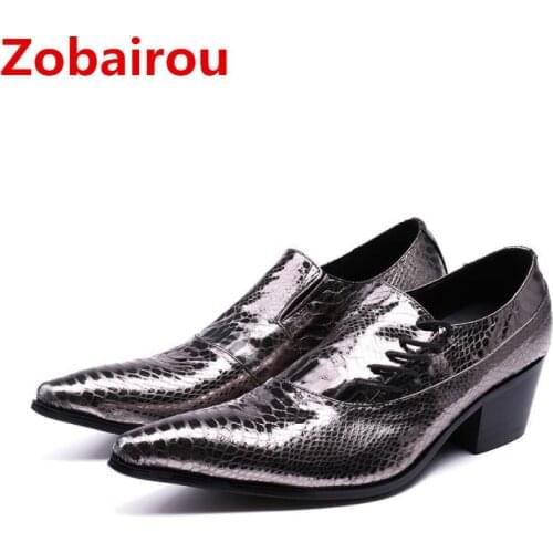 Zobairou summer mens shoes genuine leather high heels velvet loafers sapato masculino wedding luxury italian formal shoes men