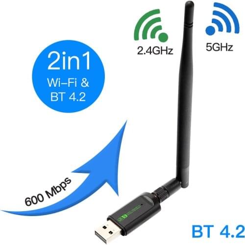 Mini USB Wifi Adapter 600Mbps Bluetooth-compatible Wi-Fi Adapter For PC Laptop Wireless Receiver Dongle Network Card Free Driver