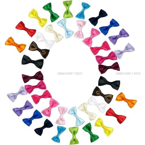 Set of 250pcs 1.5" Satin Bow Tie Bows Boutique No Clip Baby Ribbon Hair Bows-Baby Shower Gift mixed colors by0131