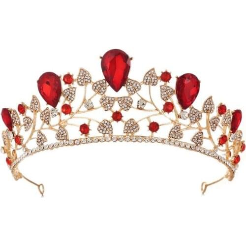 Bride Europe and America Retro Crown Rhinestone Wedding Baroque Queen Golden Big Crown Wedding Dress Accessories Jewelry