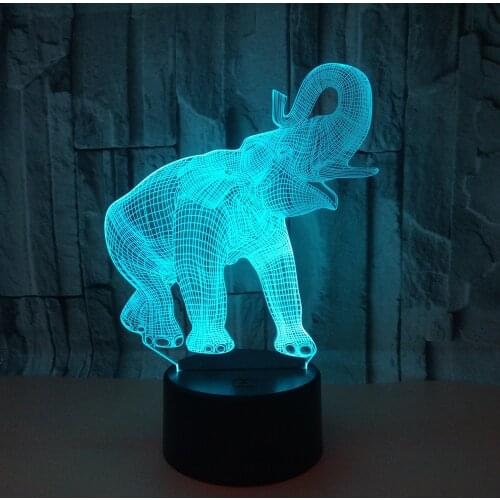 New Elephant 3d Nightlight Seven color Touch Led Visual Deco Lamps Desk Lamp Gift Atmosphere Led Stereo Table Lamp