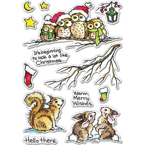 Critter Christmas Clear Stamps DIY Stencil For Scrapbooking Album Photo Embossing Transparent seal Template Paper Card New