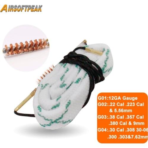 Bore Cleaner Snake Rifle Pistol Shotgun Gun Cleaning Kit for 9mm 5.56mm .22cal .223cal 12GA .300 308 .303cal Fast Cleaning Rope