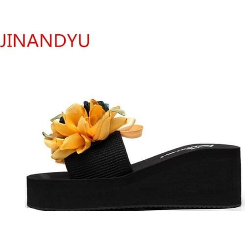 Flowers Woman Slippers Platform Shoes Wedge Sandals Fashion High Heels Casuales Women Summer Heels Slippers Espadrilles Sandals
