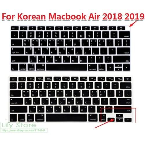 Korean language Silicone Laptop Keyboard Cover Skin for MacBook Newest Air 13 2018 2019 Release A1932 with Retina Display 13.3