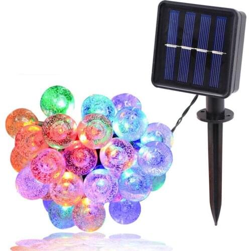 Solar LED Bubble Ball String Lights Waterproof Holiday Christmas Wedding Home Outdoor Decorative Lamp Lights Courtyard