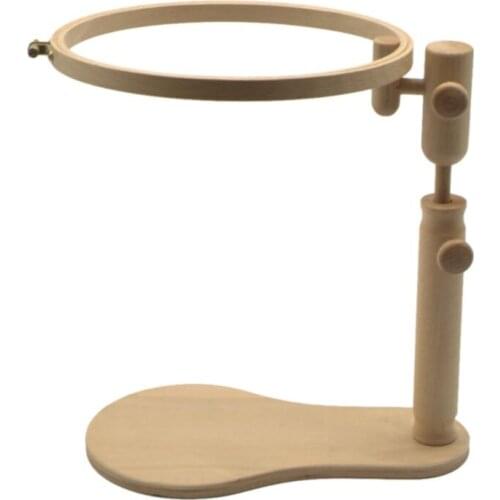 360 Degree Rotation Stand Wood Embroidery Hoop Cross Stitch Needlework Ring Frame Sewing Tool Adjustable 35-45cm E56C