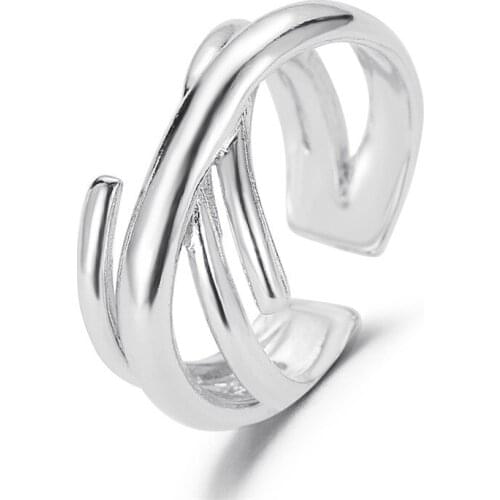 Personality Cross Ring Fashion Multi-layer Geometric Rings For Women Jewelry Vintage Resizable Ring Jewellery Anel Bague A725