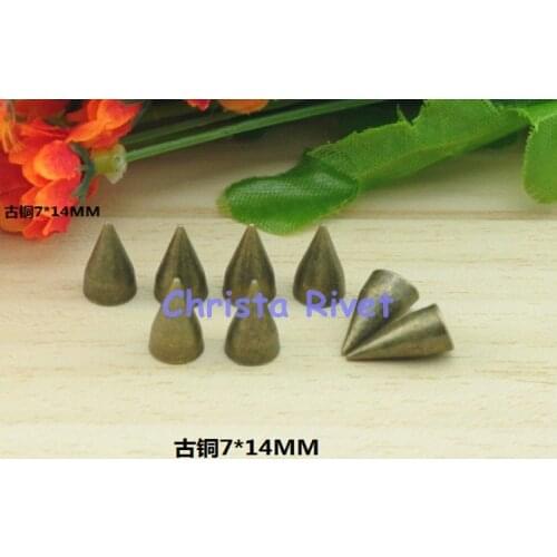 100pcs 7*14mm Bronze Nailhead Metal Studs Screwback Bullet Stud Spot DIY Leather,Bag,Belts,Shoes Deco.Wholesale Free Shipping