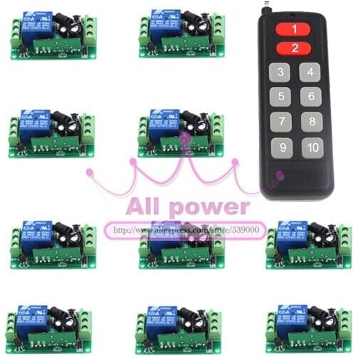 12CH Switch RF Wireless Remote Control Switch System transmitter +12 receiver(switch)12V 10A Output State is Adjustable