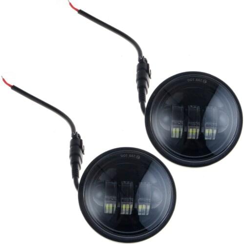 4.5" Motorcycle Round Black Aluminum Housing Headlight 6 LED Bulbs Turn Signal Fog Light Lamb for Harley Universal