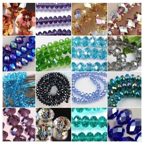 4mm 6mm 8mm Rondelle Faceted Glass Beads bracelet DIY spacer for Jewelry Making loose strand Mixed white black Cut hrg3