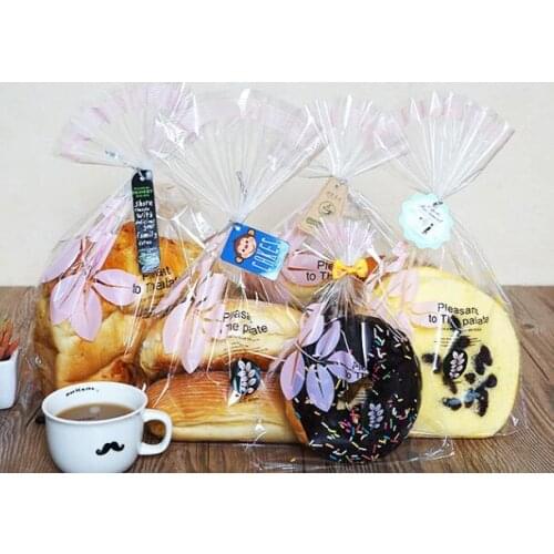 50pcs Bread Pocket Transparent OPP Bags Toast Baking Products Dried Fruit Snacks Package Packaging Pouch Clean Clear Packaging