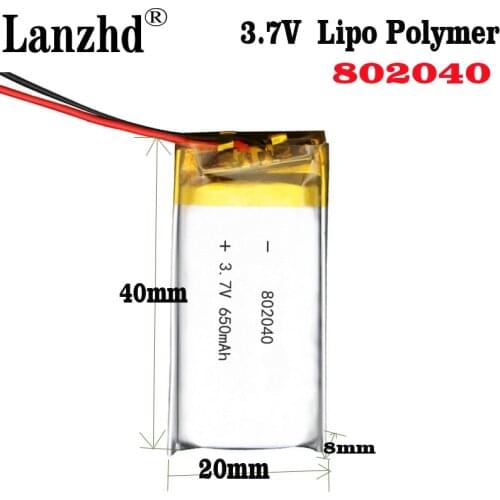 50PCS Rechargeable 650mAh Battery 802040 Lithium Polymer Li-Po li ion Rechargeable Lipo cells For MP3 MP4 Bluetooth Speaker