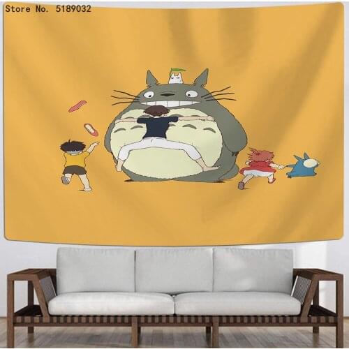 Anime Cartoon Totoro Hanging Cloth Custom Size Cute Wall Cloth Bedroom Bedside Background Cloth Bedroom Decoration Tapestry