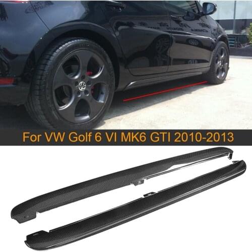 Carbon Fiber Car Side Skirts Aprons Body kits for Volkswagen VW Golf 6 MK6 VI and GTI 10-13 Black PP Car Door Side Skirts