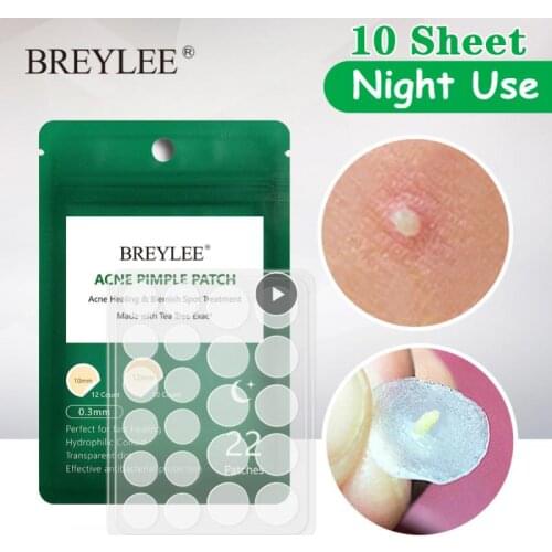 BREYLEE 10pcs Acne Patch Face Mask Peeling Acne Treatment Pimple Remover Blemish Spot Physical Removal Cream Skin Care Night Use
