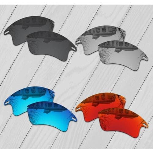 E.O.S 4 Pairs Black & Silver & Ice Blue & Fire Red Polarized Replacement Lenses for Oakley Fast Jacket XL OO9156 Sunglasses