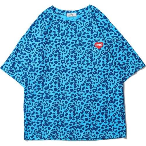 Men T Shirt Tops Loose Vintage Streetwear Print Hip Hop 2021 Harajuku Fashion Leopard Summer Short Sleeve Style Women Tees