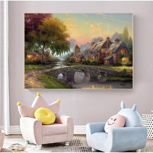 Mountains Nature Landscape Painting Poster Art Print Decoration Living Room Wall Pictures Home Decor No Frame