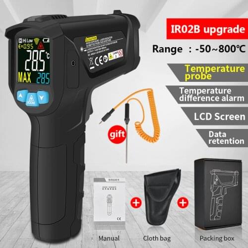 MESTEK Infrared Thermometer Non-Contact Temperature Meter Gun Handheld Digital LCD Outdoor Laser Pyrometer IR Thermometer IR02B