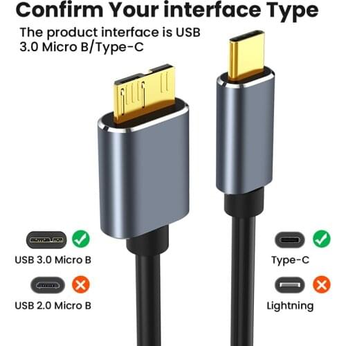 Type C To Micro B USB C 3.0 Cable 5Gbps Data Connector Adapter For Hard Drive Smartphone PC Usb C Type C To Drive Cable