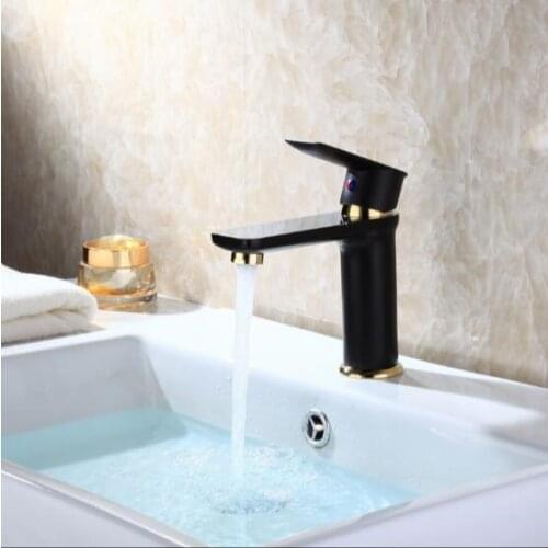 New arrival high quality brass material single lever black and gold plating bathroom high sink tap basin faucet