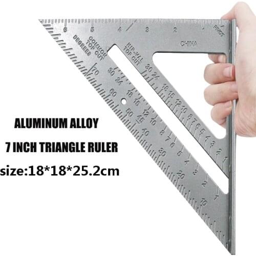 7" Triangle Ruler Aluminum Alloy Ruler Square Ruler Woodworking Measurement Tool Carpenter Square Speed Layout Tool