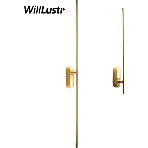 Minimalist LED Wall Lamp Copper Color Iron Acrylic Sconce Hotel Mall Shop Aisle Lounge Bedside Creative Dual Use Vanity Lighting
