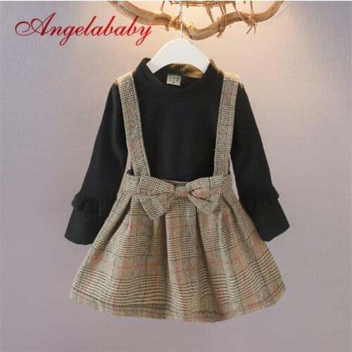 Girls Fashionable Dress Childrens Lattice Princess Dresses Long Sleeves Casual For Kids Clothes Kids Autumn Dress