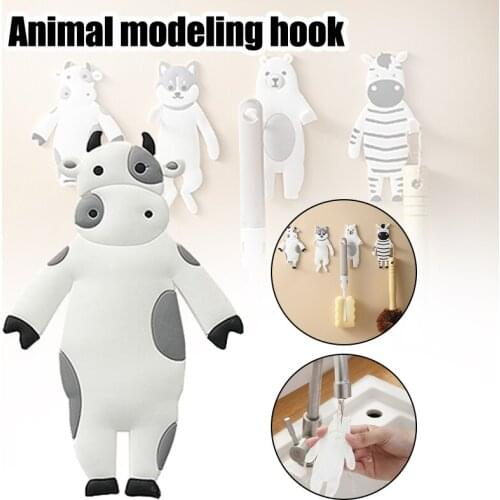 Cartoon Animal Shape Hook Punch-Free Bendable Hook Multifunctional Storage Rack for Kitchen Bathroom Bedroom NW