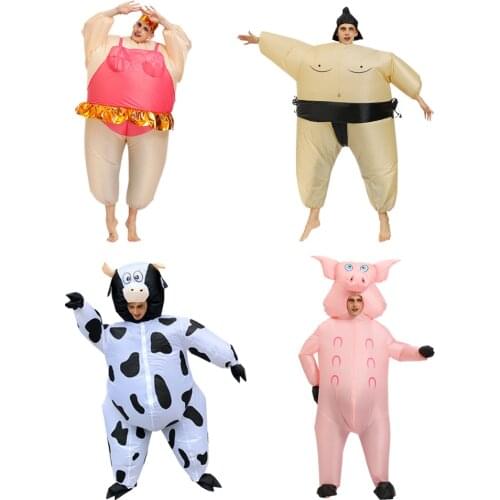Adult Ballet Cow Sumo Pink Pig Inflatable Costume for Halloween Cosplay Party Dress Christmas Anime Role Play Costumes Unisex