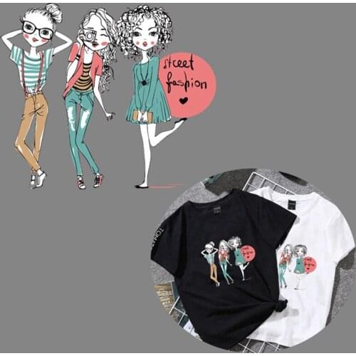 Girls Sister DIY Heat Transfer Patches For Clothing A-level Washable Iron-on Transfer Patch Stickers Badges Fashion Appliques