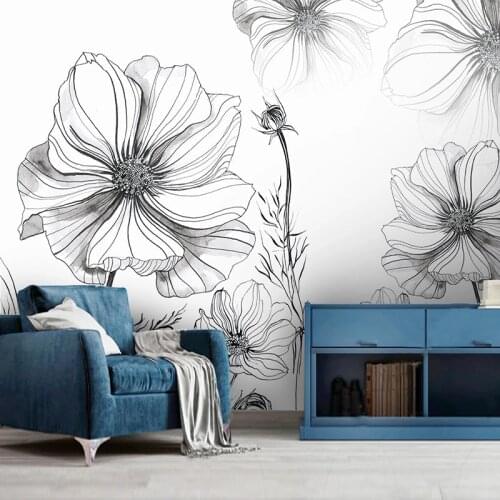 Custom 3D Wall Murals Wallpaper Modern Hand Painted Plain Color Floral Mural Creative Living Room Sofa Bedroom Decor Painting