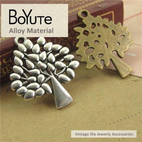 BoYuTe (50 Pieces/Lot) 29*24MM Antique Bronze Silver Plated Zinc Alloy Tree Charms Pendant for Jewelry Findings Accessories