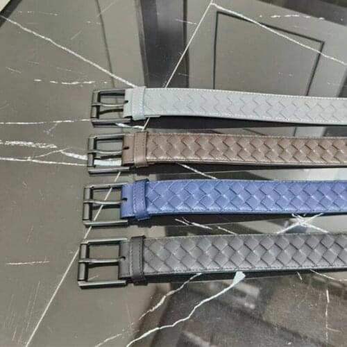 4 Colors Men Fashion Braided Belt High Quality Buckle Cowskin Casual Belts Business Cowboy Waistband Male Luxury Designer