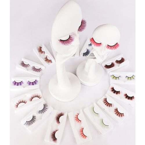 Makeup Mink Lashes Full Strip Eyelashes Rainbow Mix Colorful Fake Eyelashes Green/Purple/Pink/Blue Dramatic Natural Extension
