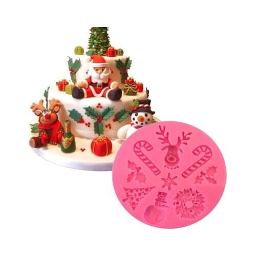 Christmas Elk Shaped Cake Mold Silicone Snow Fondant Mold Sugar Craft Cake Decorating Snowman Christmas Silicone Mold H852