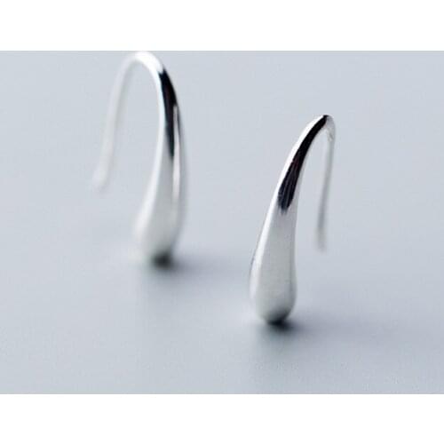 MloveAcc 100% 925 Sterling Silver Minimalist Smooth Surface Water Drop Dangle Drop Earrings for Women Silver Fashion Jewelry