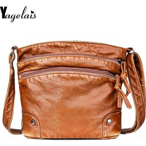 2019 Women PU Zipper Shoulder Bag Handbag Casual Tote Female Eco Crossbody Bag Ladies Vintage Messenger Bags