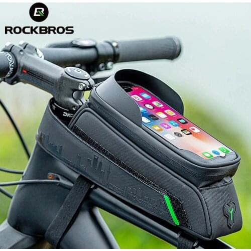 ROCKBROS Front Bike Bag Phone Bicycle Bag Bicycle Tube Waterproof Touch Screen Saddle Package For phone Bicycle Accessories